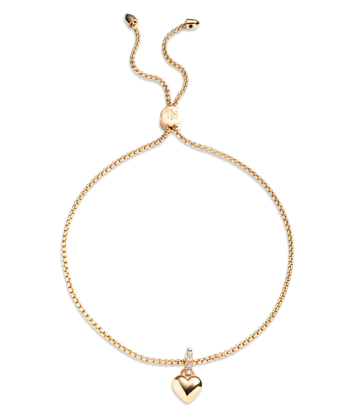 Lauren Ralph Lauren Glass Stone Puffy Heart Slider Bracelet - Gold | Macy's