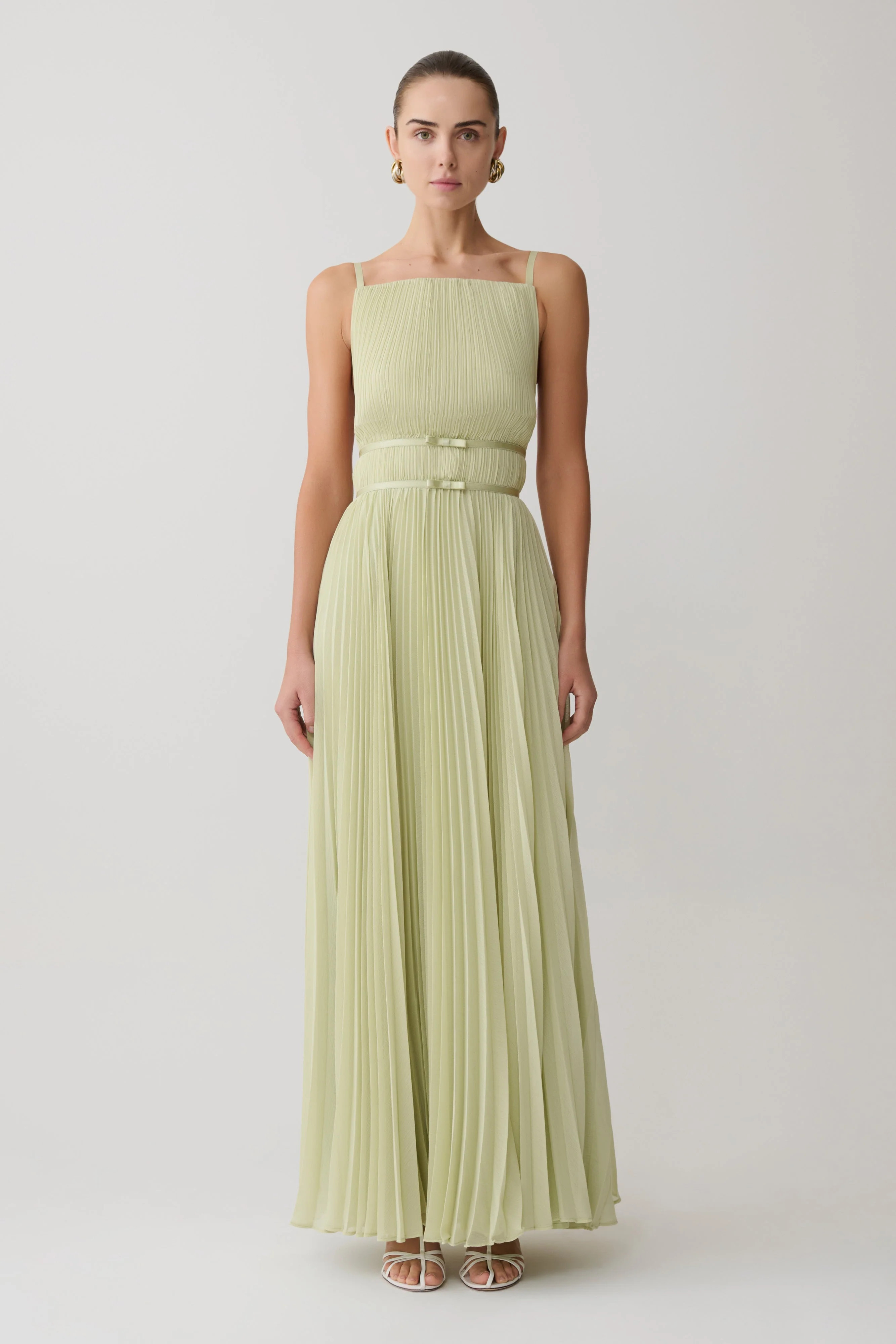 Clarisse Pleated Maxi Dress - Sage | MESHKI US