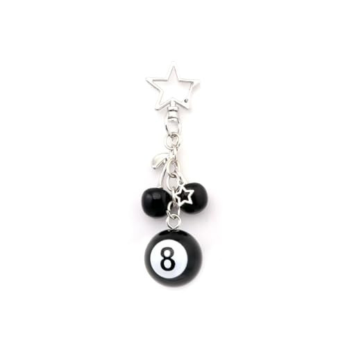 SORGERLY 8 Ball Black Cherry Charm Keychain - Cute Bag Purse Handbag Accessories - Y2K Aesthetic Star Key Chain for Women (black cherry dice | Amazon (US)