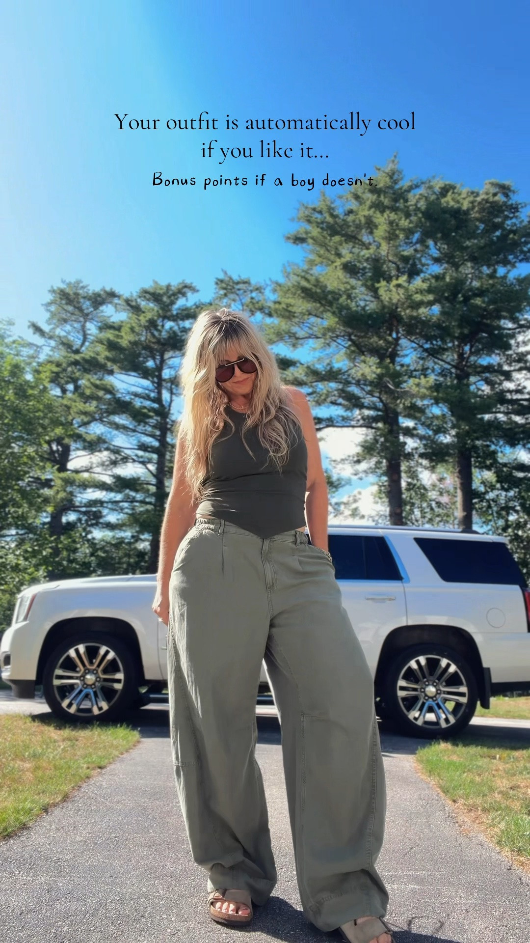 Fashion rule # 1: If you like it, it's cool ✌🏼

I’m 5’8” and a size 12 wearing a large in the pants and tank. 
#dresscode #styleconfidence #OOTD #wearwhatyouwant #personalstyle

@American Eagle Outfitters

#LTKootd #LTKOver40 #LTKgrwm