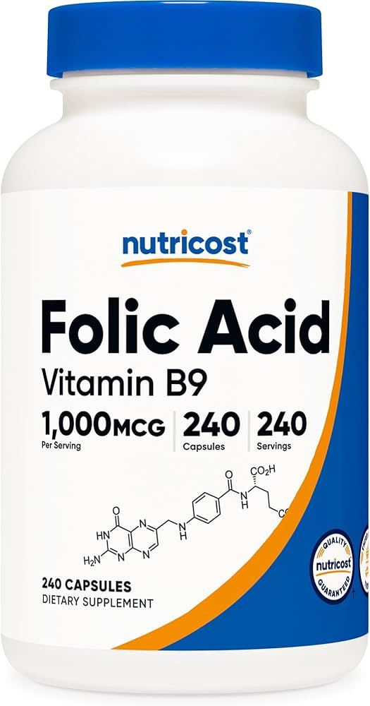 Nutricost Folic Acid (Vitamin B9) 1000 mcg, 240 Capsules | Amazon (US)