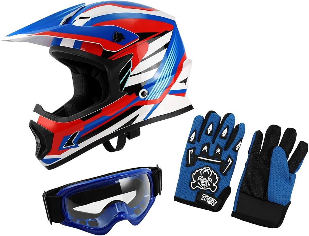 XFMT DOT Youth Kids Motocross Offroad Street Dirt Bike Helmet Motorcycle ATV Full Face Helmet wit... | Amazon (US)