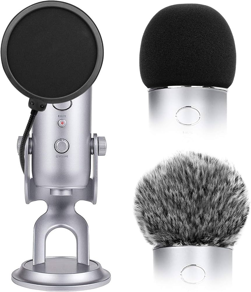 ChromLives Microphone Cover with Pop Filter, 3 in 1 Mic Furry Windscreen Microphone Foam Cover Po... | Amazon (US)
