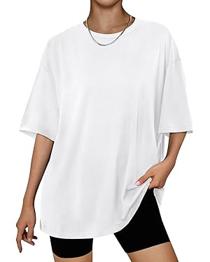 Trendy Queen Womens Oversized Summer T Shirts Fashion Workout Plus Size Tops Short Sleeve Beach V... | Amazon (US)