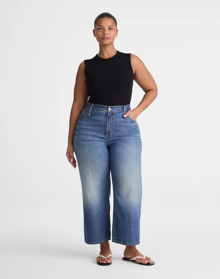 The Plus Perfect Vintage Wide-Leg Crop Jean in Airy Denim | Madewell