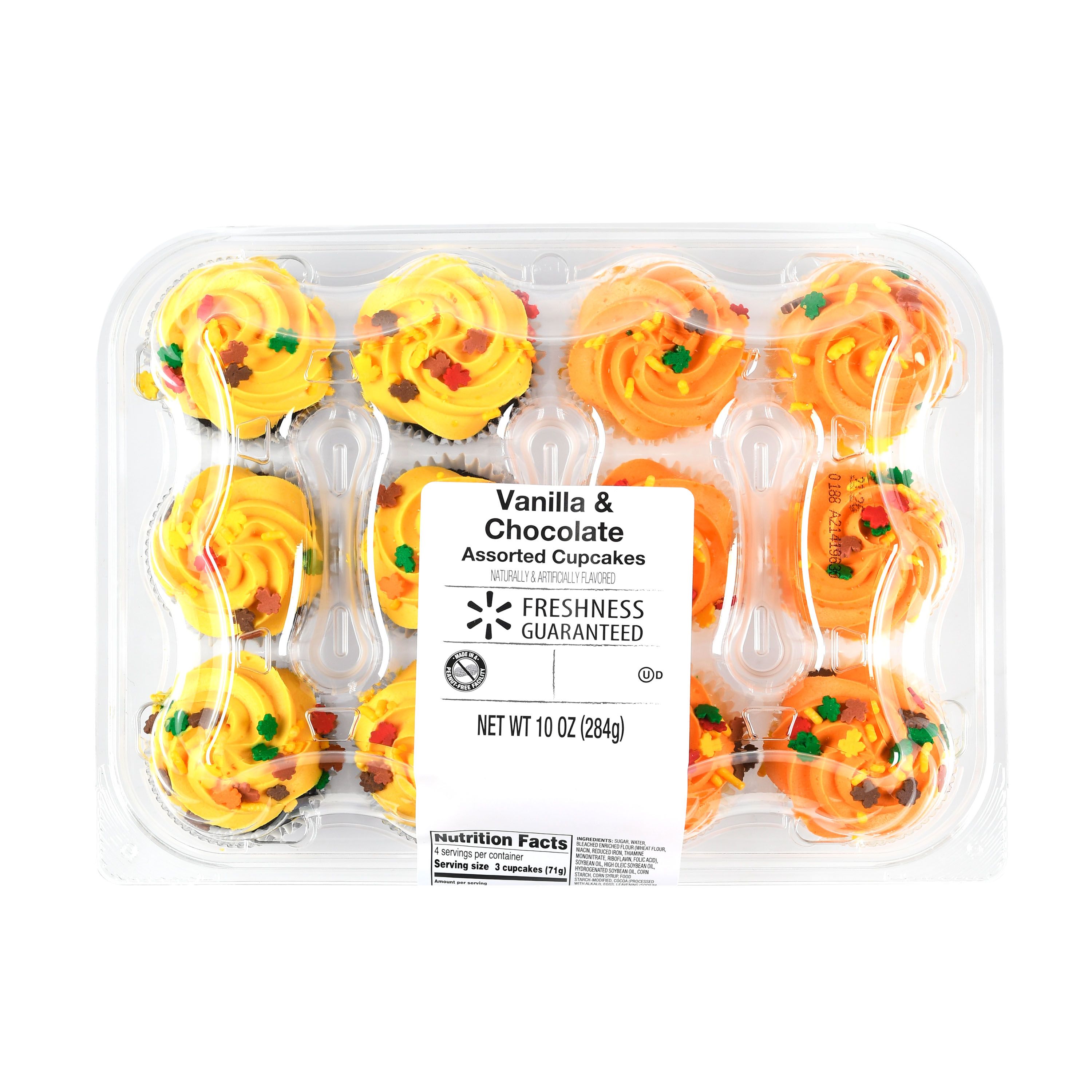 Freshness Guaranteed Fall Vanilla & Chocolate Mini Cupcakes, 10 Oz, 12 Count - Walmart.com | Walmart (US)