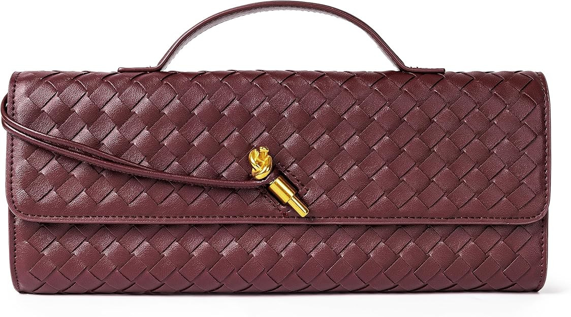 Woven Purse for Women Evening Clutch Woven Leather Handbags Crossbody Bag Formal Evening Bag | Amazon (US)