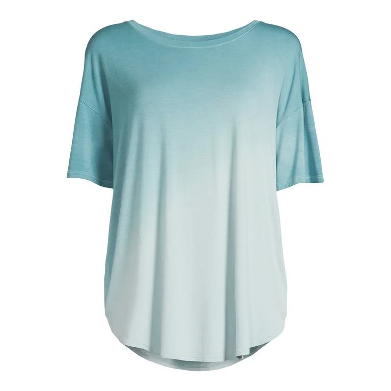 Time and Tru Women's Crewneck Tunic Tee with Short Sleeves, Sizes S-3XL | Walmart (US)