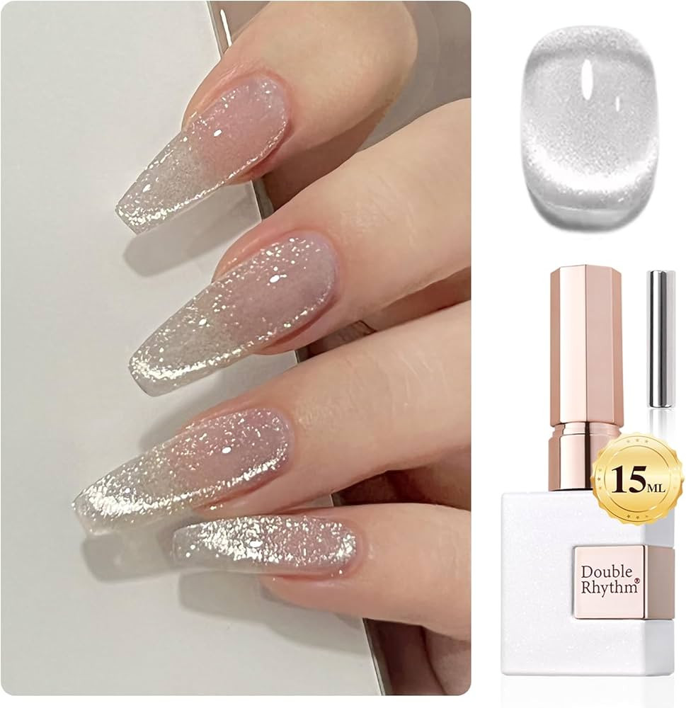 Double Rhythm 0.5 OZ Cat Eye Gel Polish with Magnet 15ML Holographic Glitter Shimmer Translucent ... | Amazon (US)