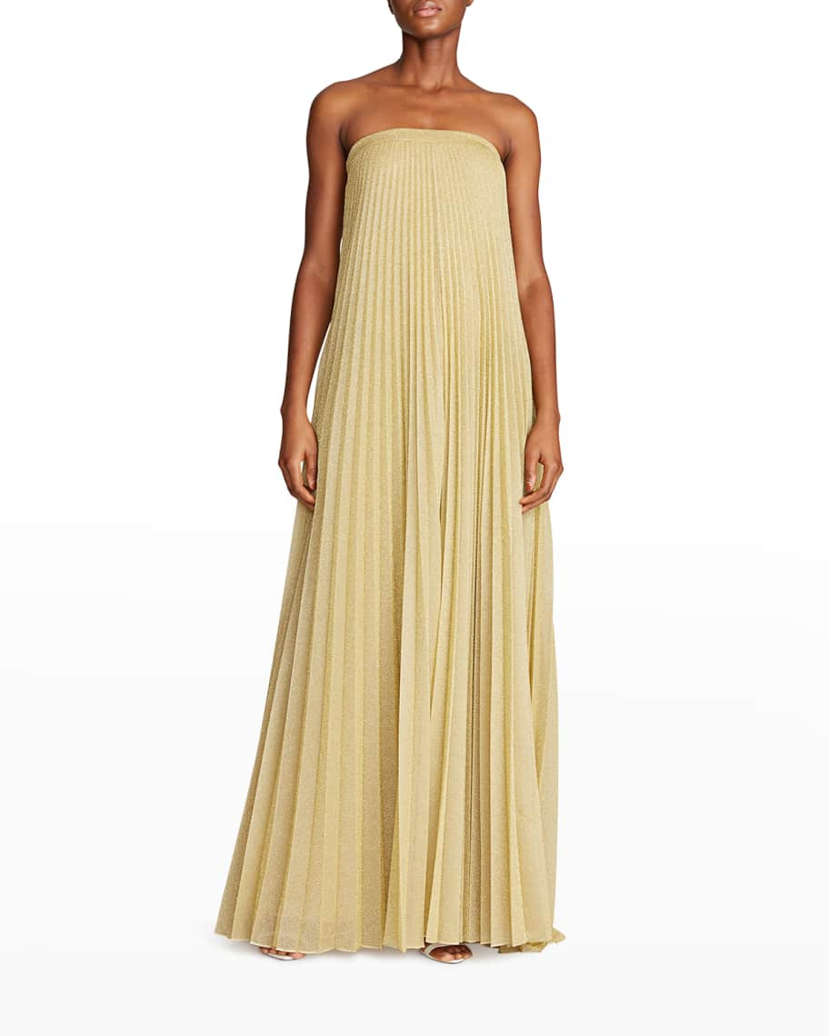 Halston Juliet Strapless Metallic Plisse Gown | Neiman Marcus