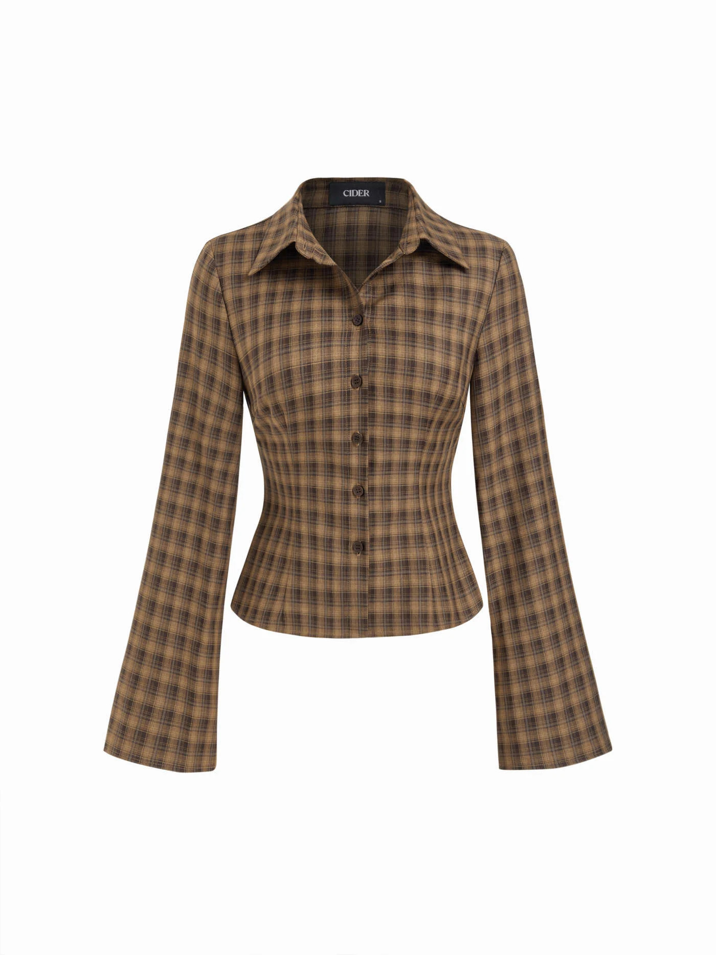 Collar Check Bell Sleeve Shirt | Cider