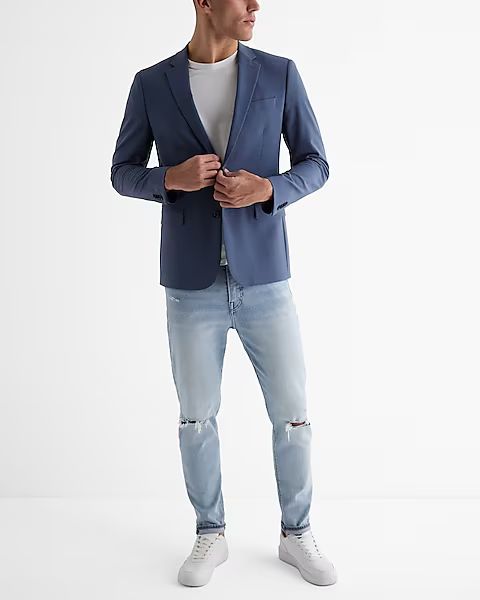 Extra Slim Dusty Blue Wool-blend Modern Tech Suit Jacket | Express