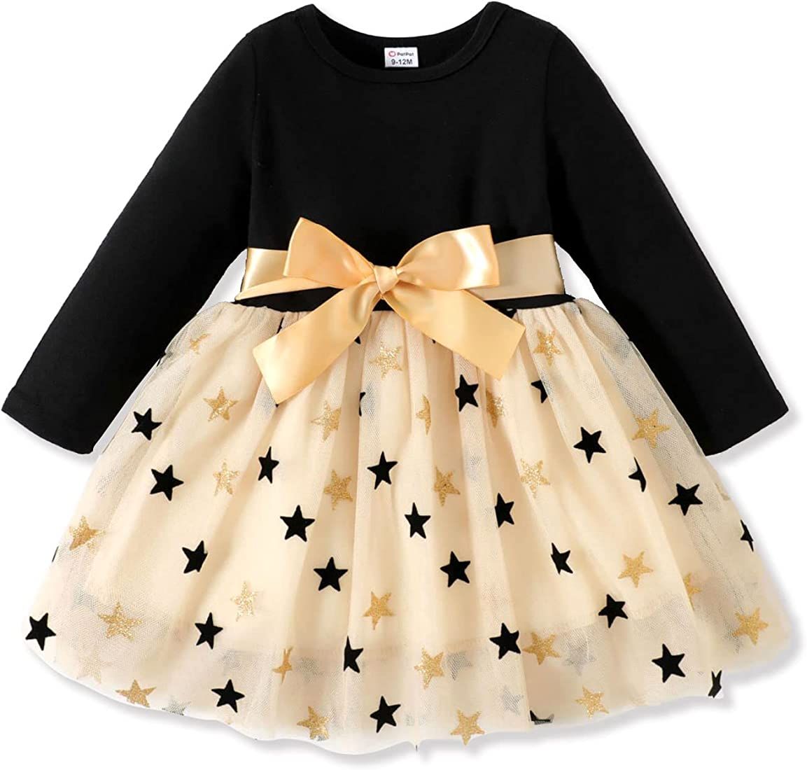 PATPAT Infant Baby Girl Dress Short Sleeve Tutu Bowknot Dress Tulle Star Dress A-line Party Birthday | Amazon (US)