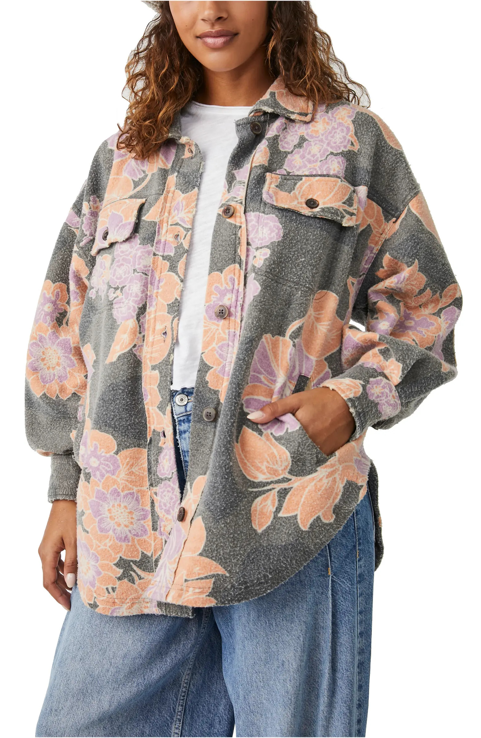 Free People We the Free Ruby Ombré Stripe Cotton Blend Shirt Jacket | Nordstrom | Nordstrom