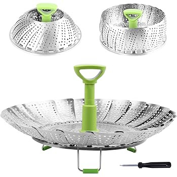 Steamer Basket Stainless Steel Vegetable Steamer Basket Folding Steamer Insert for Veggie Fish Se... | Amazon (US)