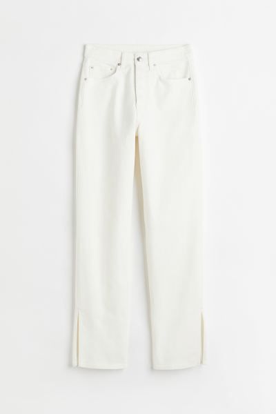Conscious choice  5-pocket jeans in thick, washed denim. High waist, button fly, and straight leg... | H&M (US + CA)
