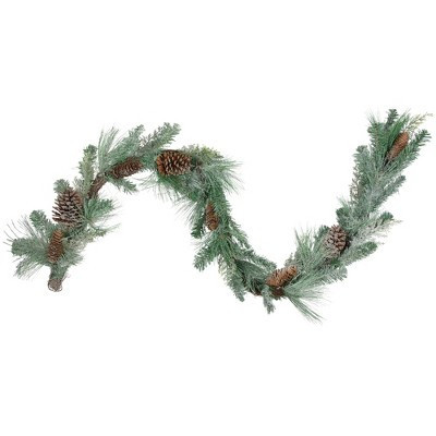Northlight Frosted Mixed Pine and Pine Cones Artificial Christmas Garland - 6' x 9" - Unlit | Target