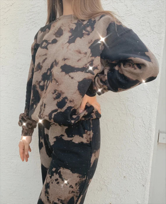 Reverse Tie Dye Set | Bleach Dye Sweatsuit | Trendy Matching Loungewear Set | Acid Wash Sweatpant... | Etsy (US)