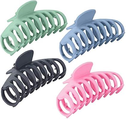 4PCS Hair Claw Clips, Big Nonslip Claw Clamps for Women, 4.3 Inch Matte Plastic Banana Hair Clips... | Amazon (US)