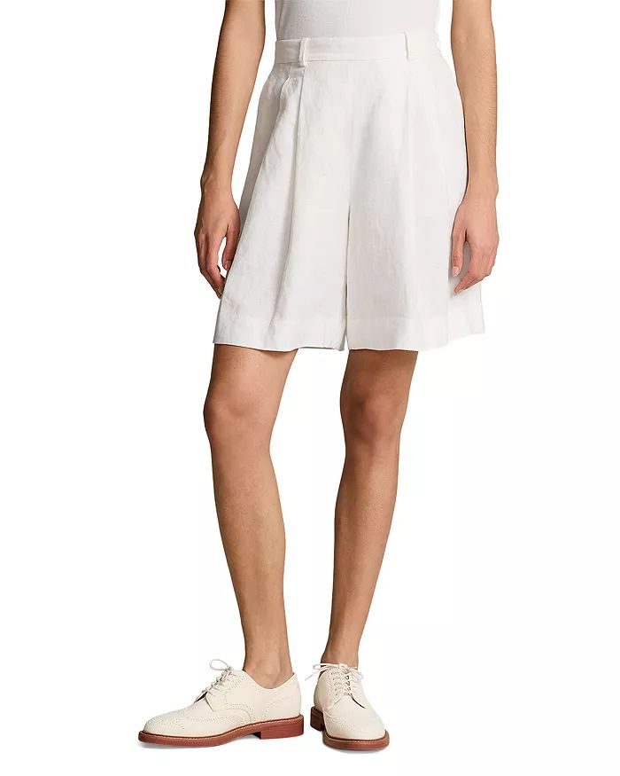 Linen Pleat Front Long Shorts | Bloomingdale's (US)
