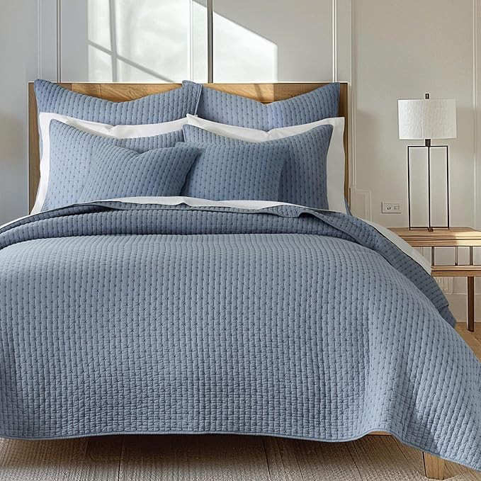 Levtex Home - Cross Stitch Chambray Quilt Set - Twin Quilt + One Standard Pillow Sham - Cross Sti... | Amazon (US)