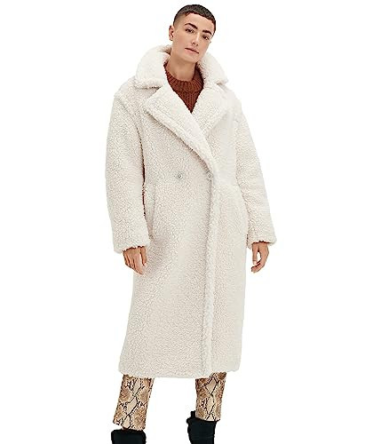 UGG Women's Gertrude Long Teddy Coat, Winter White, L | Amazon (US)
