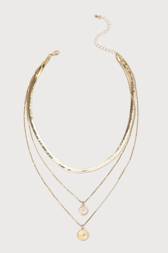 Gorgeous Gleaming Gold Rhinestone Layered Necklace | Lulus (US)