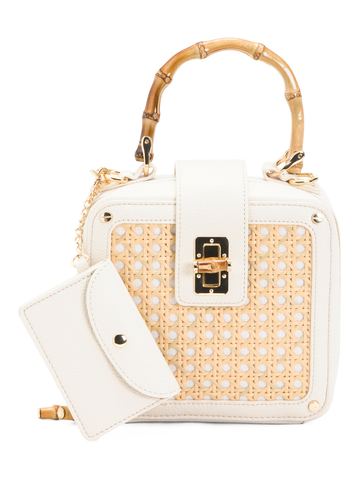 Barbuda Faux Caning Top Handle Crossbody With Card Case | TJ Maxx