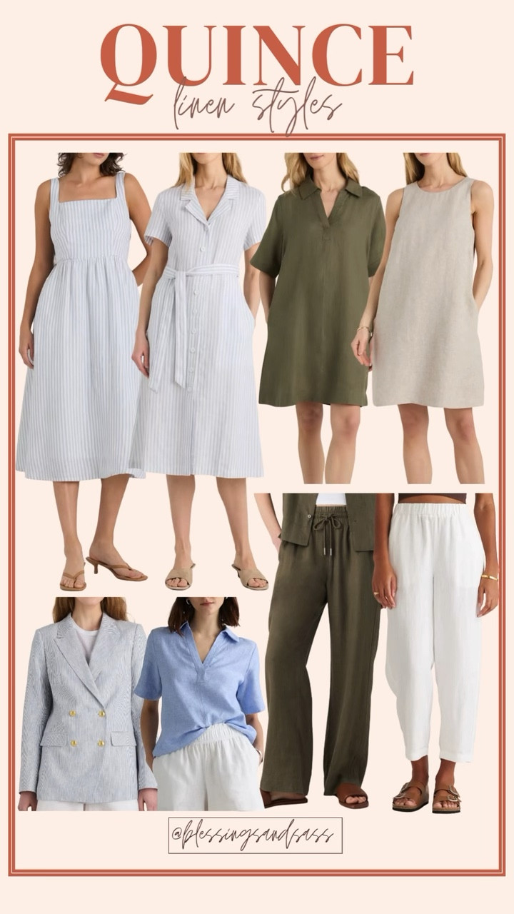 My favorite Quince linen styles!
-
-
-
Women’s fashion, spring fashion, spring style, spring outfits, spring outfit inspo, spring ootd, trendy fashion, chic style, fashion over 40, mini dress, linen pants, linen blouse, women’s workwear, midi dress, linen outfits, quince fashion

#LTKSeasonal #LTKOver40
