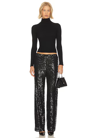 Sequin Pant | Black Sequin Pants Outfit | Sequin Trousers | Black Wide Leg Pants Outfit | Black Top | Revolve Clothing (Global)