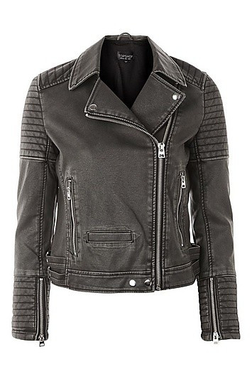 Washed Faux Leather Biker Jacket - Black | Topshop US