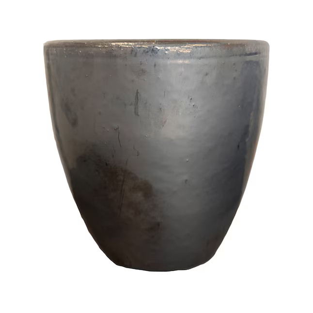 allen + roth Round 11.8-in W x 12.9-in H x 11.8-in D Gray Ceramic Indoor/Outdoor Planter Lowes.co... | Lowe's