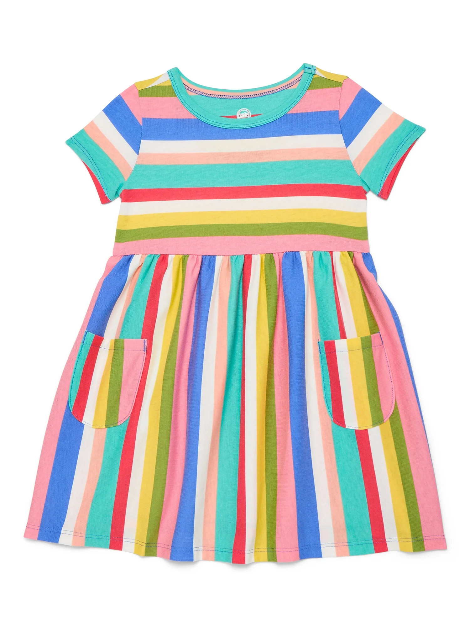 Wonder Nation Baby and Toddler Girls Play Dress with Short Sleeves, Sizes 0/3M-5T | Walmart (US)