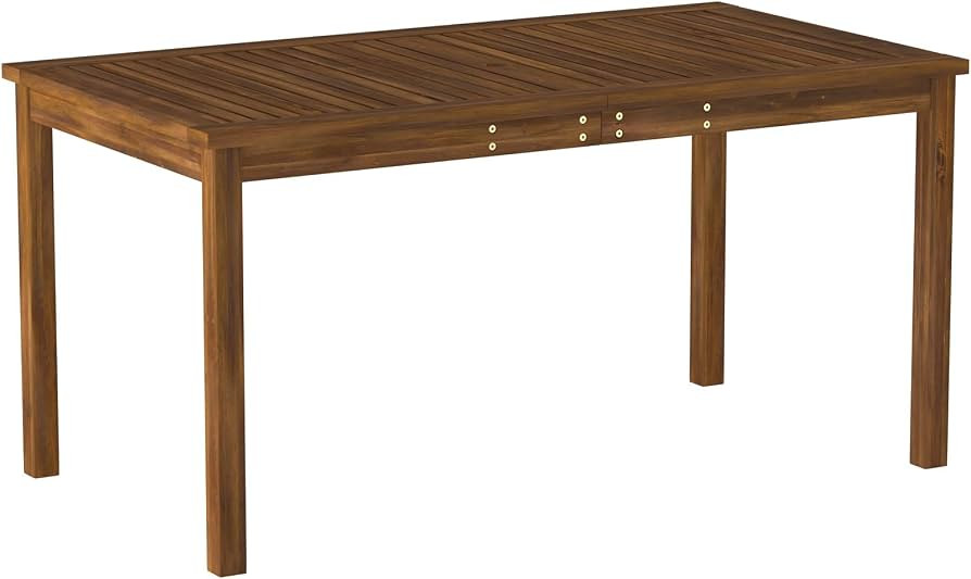 Walker Edison Dominica Contemporary Slatted Outdoor Dining Table, 34 Inch, Dark Brown | Amazon (US)
