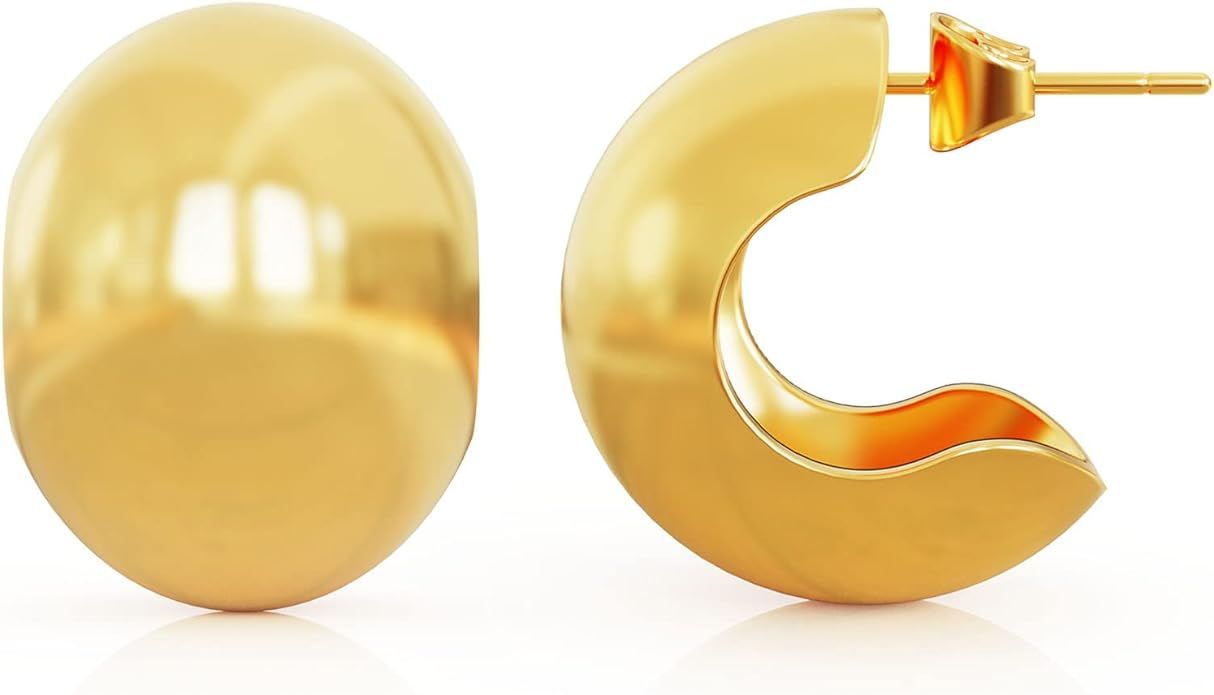 POVIK Clip On Earrings for Women Gold Hoop Earrings 14K Gold Plated Gold Ball Hypoallergenic Earr... | Amazon (US)