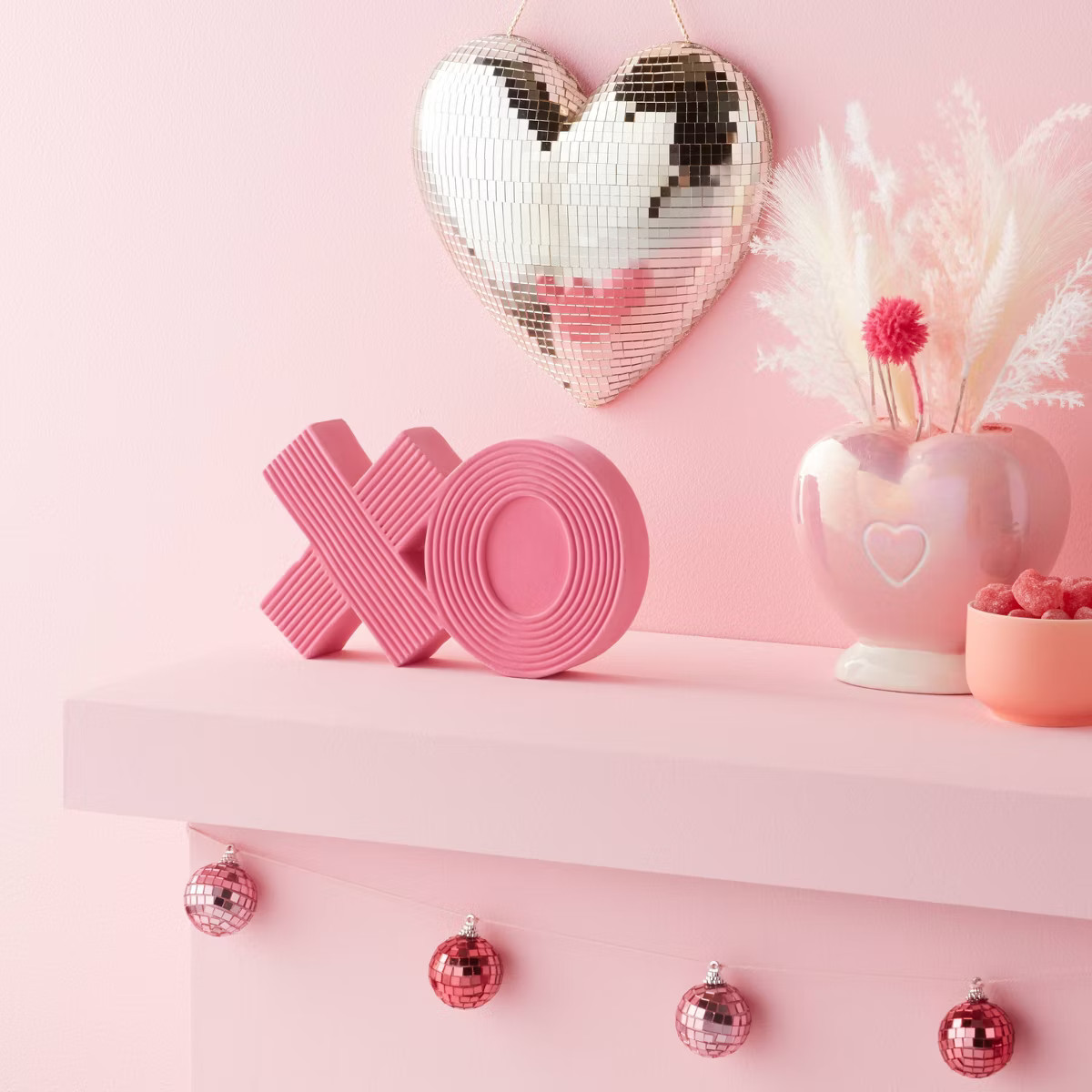 XO Flocked Valentine's Day Decor Pink - Spritz™ | Target