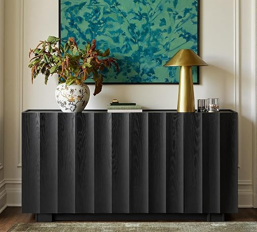 win2win 61.7" Fluted Sideboard Buffet Cabinet with Storage, Black | Mid Century Modern Credenza w... | Amazon (US)