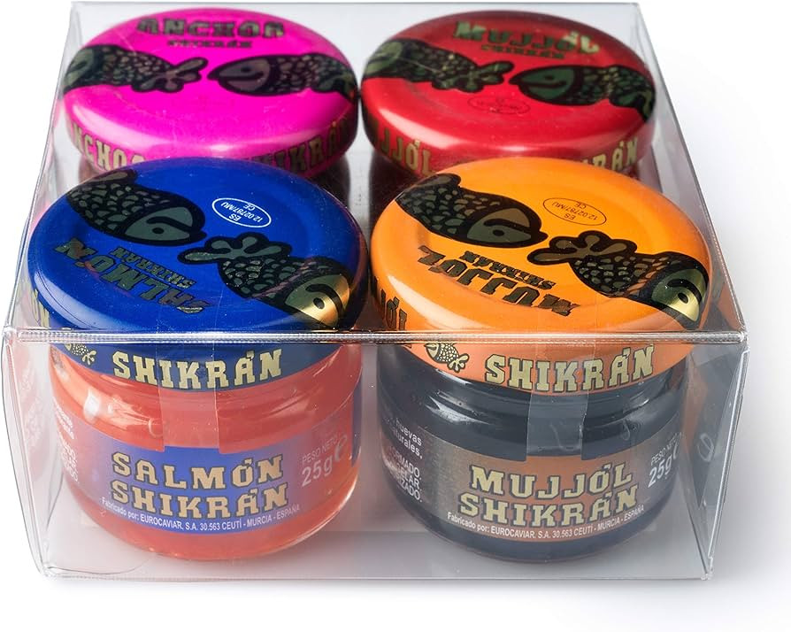 Eurocaviar - Shikran - Sampler pack: 4 x 0.88 oz Mullet Roe Black Caviar Pearls + Mullet Roe Red ... | Amazon (US)