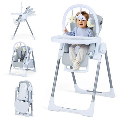 Baby High Chair, Foldable Highchair with 7 Heights, 5 Recline Positions and Removable Double Tray with Toys | Target