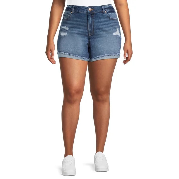 Celebrity Pink Juniors Plus Size Fray Flip Cuff Shorts | Walmart (US)