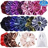 EAONE 20 Pack Velvet Hair Scrunchies Colorful Velvet Hair Ties Scrunchy Bobble Hair Bands, 20 Colors | Amazon (US)