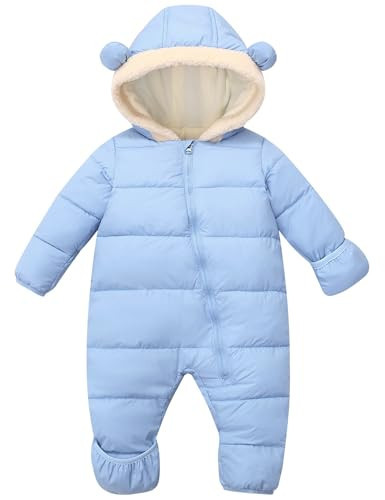Toddler Girl Snowsuit Light Blue Hooded Outfit Baby Boy Winter Clothes 18-24 Months Snow Suit Infant Puffer Jacket | Amazon (US)
