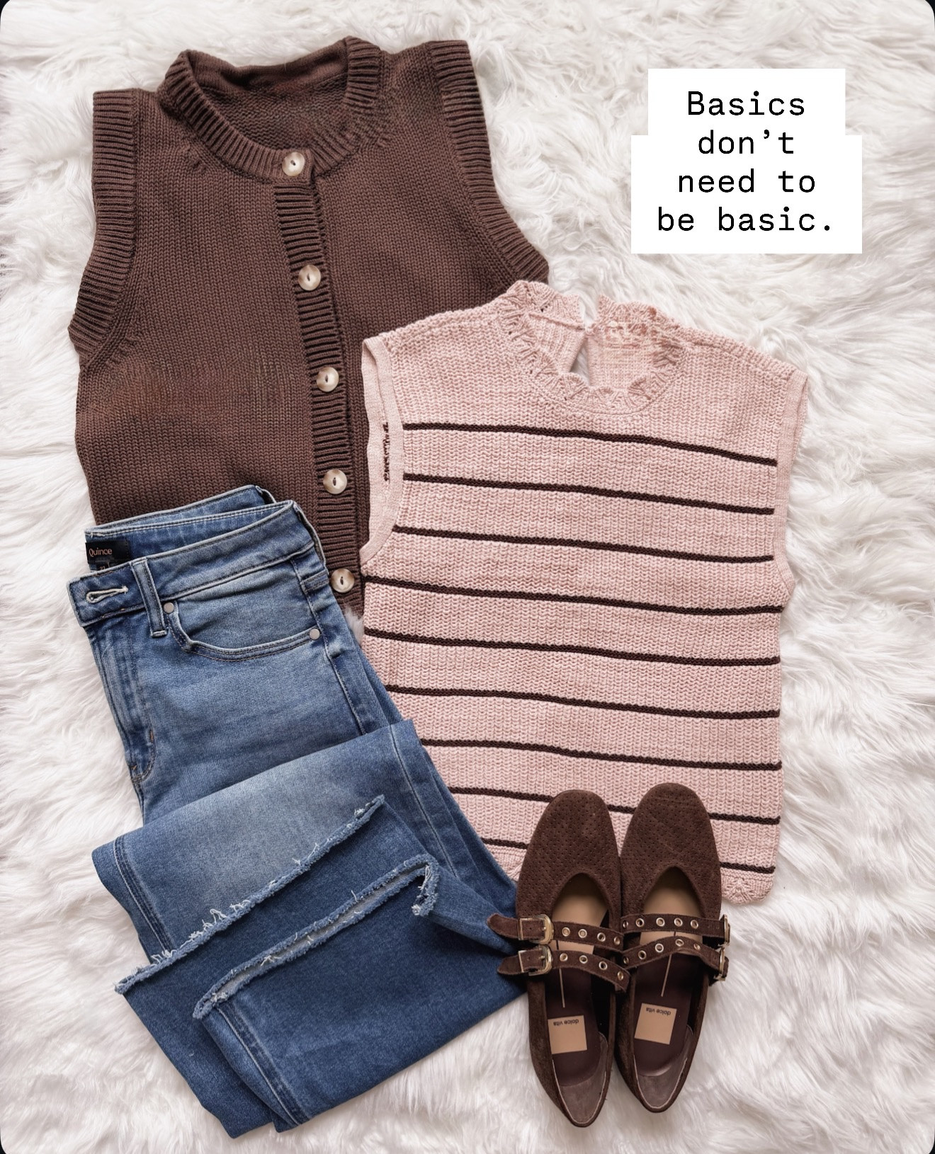 Basics don’t need to be boring when the details do the work. A textured knit vest, subtle stripes, and a great pair of straight leg jeans instantly make this feel styled without trying too hard.

knit vest outfit women, spring sweater vest, striped knit top, straight leg jeans outfit, casual chic spring look, brown flats outfit, neutral everyday style, elevated basics for women

#LTKSeasonal #LTKOver40 #LTKmomlife