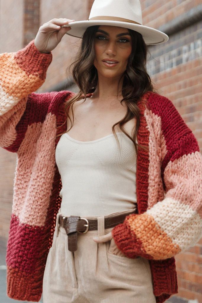 Caroline Oversized Handknit Knit Sweater - Cherry Multi | Petal & Pup (US)