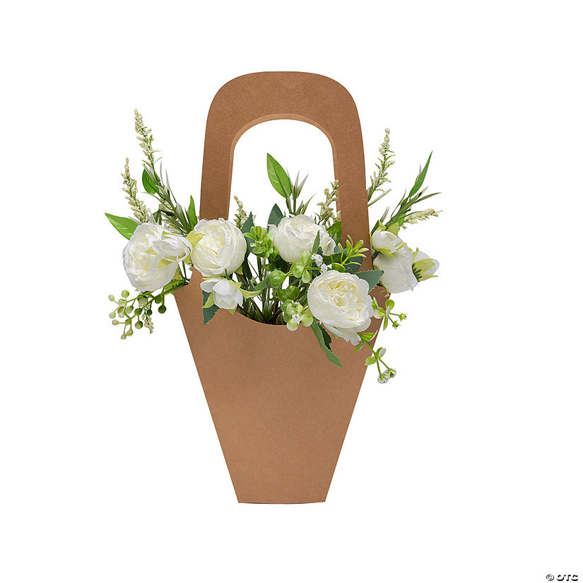 9" x 16 1/2" Brown Paper Hand Basket Flower Carriers - 12 Pc. | Oriental Trading Company