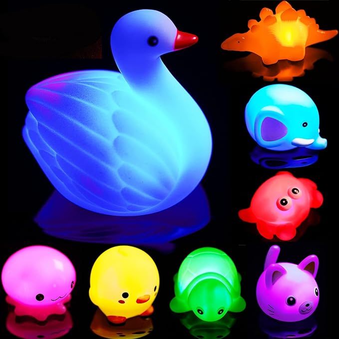 Bath Toys for Toddlers Baby 8 Pack Light Up Toys - Bathtub Toy Flashing Colourful LED Light Showe... | Amazon (US)