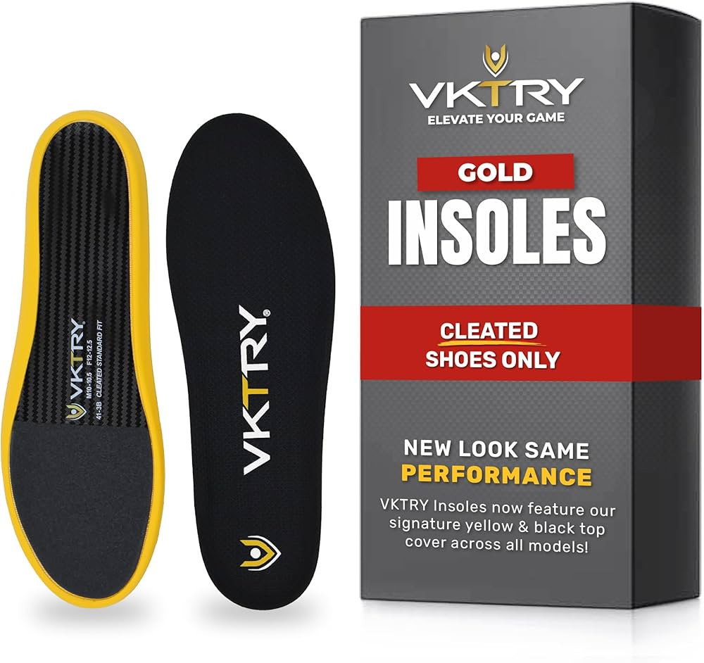 VKTRY Gold for Cleated Shoes - Carbon Fiber Performance Insoles Customized Athletic Inserts for F... | Amazon (US)