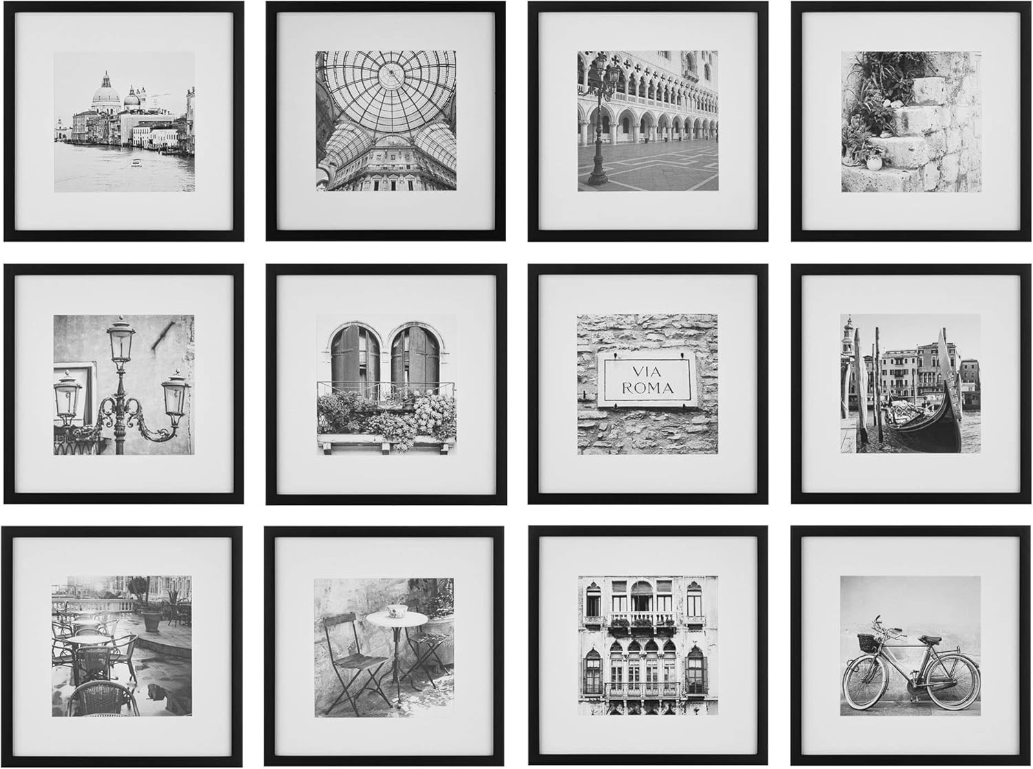 Gallery Perfect 16FW2233 12 Piece Black Square Photo Picture Hanging Template Gallery Wall Frame ... | Amazon (US)