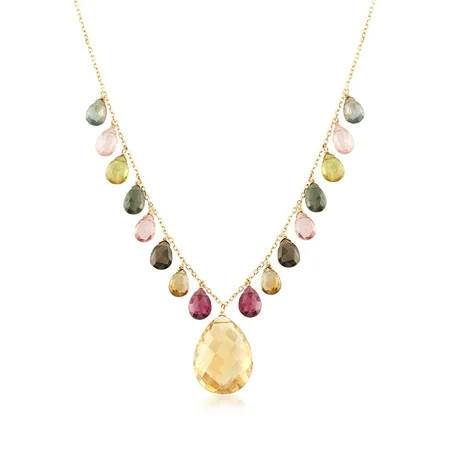 Ross-Simons 12.00 Carat Champagne Quartz and 15.40 ct. t.w. Multicolored Tourmaline Necklace in 14kt | Walmart (US)