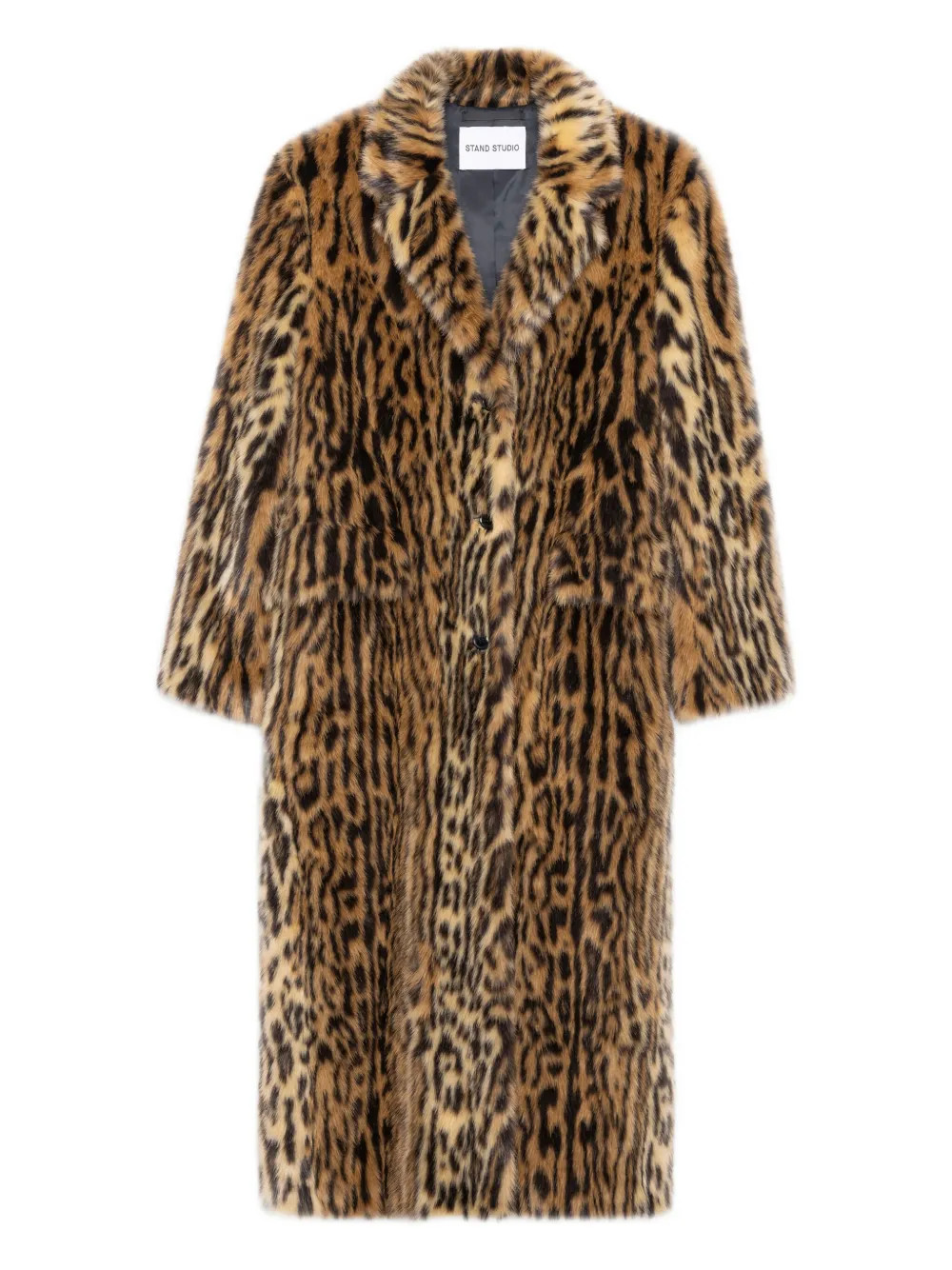 STAND STUDIO animal-print faux-fur Coat | Brown | FARFETCH | Farfetch Global